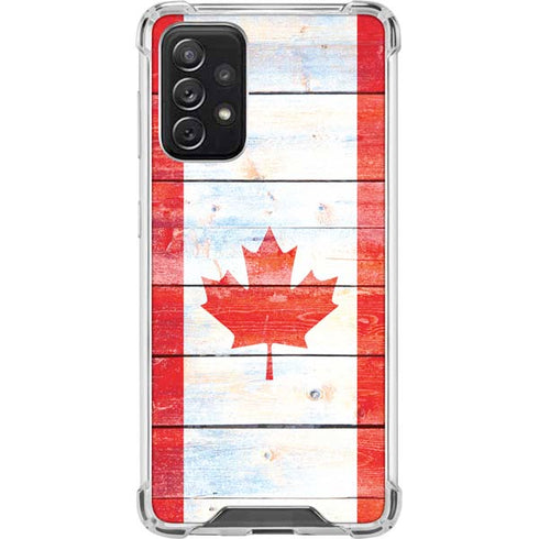Canada Flag Light Wood Galaxy A72 5G Clear Case